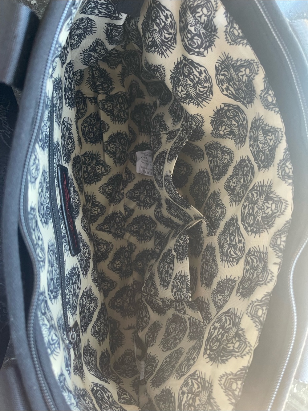 Ed Hardy Black Tote with Red Rose and Heart Tattoo Graphic Til True Death - Picture 4 of 5